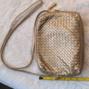 GANSON vintage weave leather crossbody bag